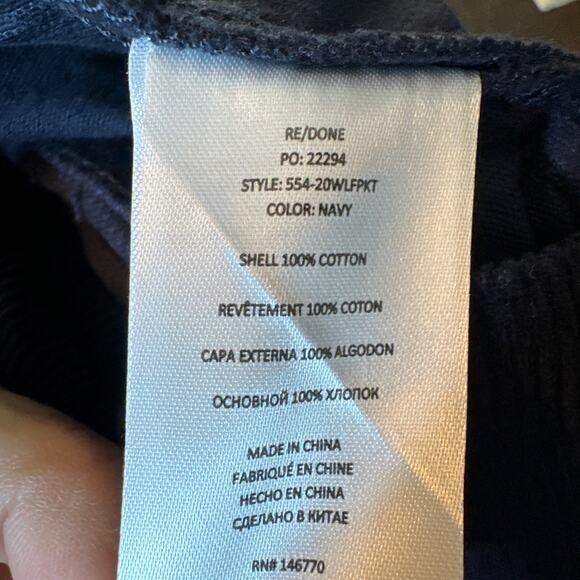 RE/DONE 70's Pocket Loose Flare in Navy Corduroy Size 30 NWT - Picture 10 of 11